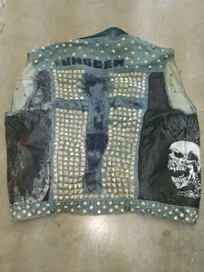 Punk Rock Vest Handmade Jean Leather The Unseen The Exploited - Bild 1 von 9