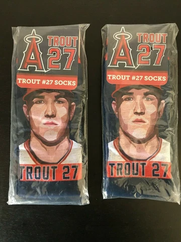 2 Mike Trout #27 Socks MLB Baseball LA Angels Anaheim 2017  New Sealed Novelty Cover