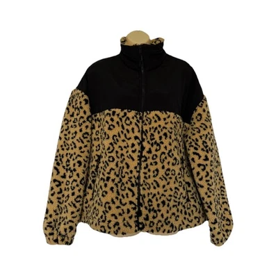 Zara Man Leopard Animal Print Fleece Jacket S-M Mens Unisex Oversized - Image 1 of 4