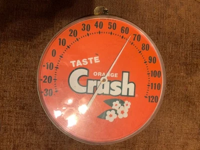 Vtg 1950's Orange Crush Soda Advertising Thermometer  Sign 12" Glass Dome Face - Image 1 of 4
