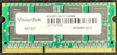 VisionTek 8GB Black Label 12800 DDR3L 1600MHz CL11 SODIMM RAM Module / 900642 - Image 1 of 4