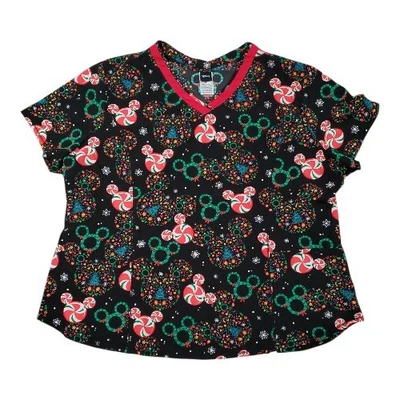 Disney Scrub Top Christmas Mickey Mouse Women's Size 3X - Image 1 of 4