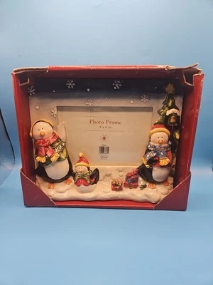 NEW 3D CHRISTMAS HAPPY HOLIDAY Picture Frame-SNOWMAN 4" X 6" PHOTO  NEW - Image 1 of 4