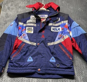 VTG Spyder US Ski Team Jacket & Bibs Men L Blue Eagle Dermizax Thinsulate USA 99 - Picture 1 of 20