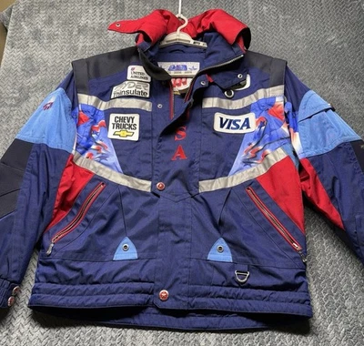 VTG Spyder US Ski Team Jacket & Bibs Men L Blue Eagle Dermizax Thinsulate USA 99 - Image 1 of 4