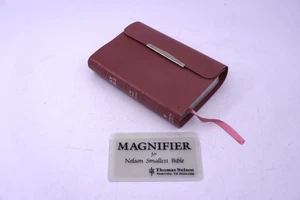 Nelson kleinste Bibel F105S (mit Nelson KJV, rosa Leder, Druckknopfklappe, Lupe) - Bild 1 von 7