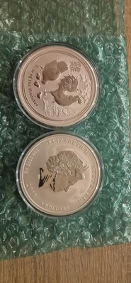 2x Silbermünze 5oz "Hahn" 2017 Lunar II – Year of the Rooster (Australien) - Bild 1 von 3
