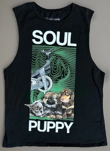 Soul Cycle x Puppies Tank Top Shirt Puppies & Soul Graphic Black Mens Size Small - Picture 1 of 5