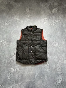 RRL Double Rl Ralph Lauren Suede-Yoke Mens Leather Puffer Vest Western Size S - Picture 1 of 22