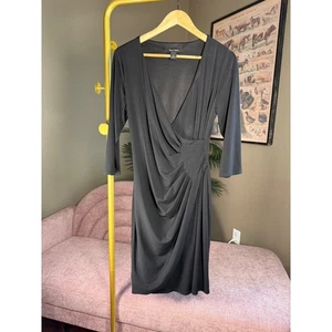 White House Black Market Dress Womens 8 Black Ruched Sheath Cocktail Dress - Picture 1 of 7