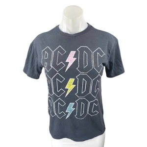 AC/DC Rock Band Women's Black Short Sleeve Concert Tour Basic Tee T-Shirt Top XS - Picture 1 of 4