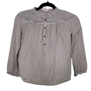 Girl's 10 Crewcuts Top Blouse Long Sleeve Striped Pattern Button Front Nautical  - Picture 1 of 10