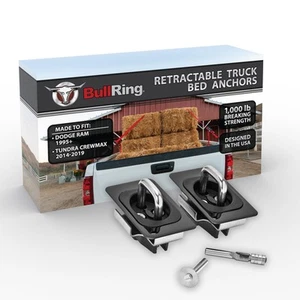 Retractable Flush Fit Truck Bed Tie Down Anchors, Built for 1995+ Dodge Ram &... - Picture 1 of 8