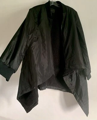 BCBGMAXZRI BLACK ASYMMETRICAL HEMLINE TEDDY LINED JACKET COAT OVERCOAT SIZE:S - Image 1 of 4