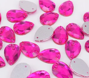 Sew On Crystal 13x18mm Rhinestone Teardrop Rose red Glass Sewing Gem Flatback - Picture 1 of 6