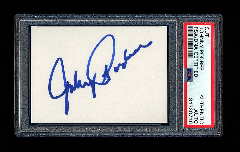 JOHNNY PODRES SIGNED MINT CUT PSA/DNA AUTOGRAPHED BROOKLYN DODGERS 1955 WS MVP - Image 1 of 1