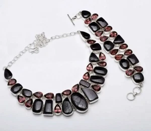 Spectacular Sugillite Jasper Amethyst Big Necklace+Bracelet Jewelry 152 Gms - Picture 1 of 3