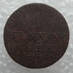German States Prussia 1 Pfennig 1822 Copper Coin D2 - Picture 1 of 7