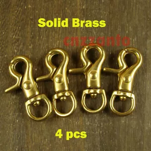 4pcs Solid brass lobster clasps swivel eye Fob trigger Snap hook for keychain - Picture 1 of 8
