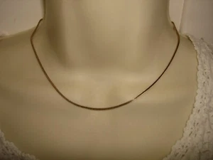 Vintage 14kt Gold Yellow Square Wheat Chain 15.5" L 1.14mm Wide Choker Necklace - Picture 1 of 4