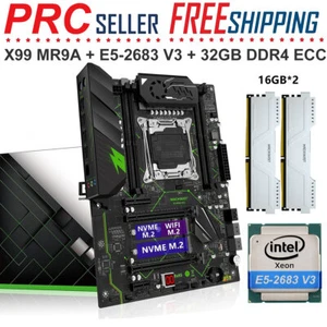 X99 MR9A Motherboard LGA 2011-3 + Xeon E5 2683 V3 CPU 32GB DDR4 ECC RAM NVME M.2 - Picture 1 of 15