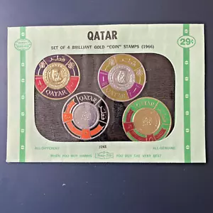 1966 Qatar - Foil Stamps - Set Of 4 New. Harris Stamp Co Envelope Sealed - Picture 1 of 5