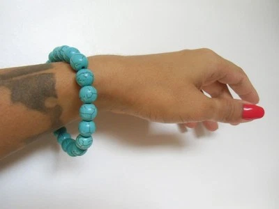 Armband Hintergrund- Vintage Perlen aus Stein Blau Türkis Original Pinup Elegant - Bild 1 von 4