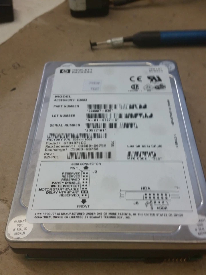 HP 4.3gb 3.5 Ultra Wide SCSI C3683-60750 ST343771DC Hard Disk Drive - Image 1 of 1