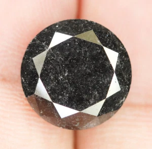 13.43 CT 14.2 MM Round Brilliant Cut Diamond Natural Loose Black Round Diamond - Picture 1 of 10