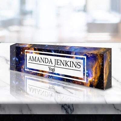 Placa de Escritorio Acrílico Diseño Galaxia Personalizada Nombre Personalizado Transparente VWAQ ACS57 Foto 1 de 4