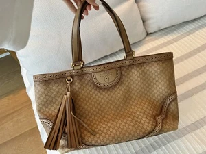 3.000 $ Gucci Tasche Schultertasche Leder beige GG Monogramm - Bild 1 von 12