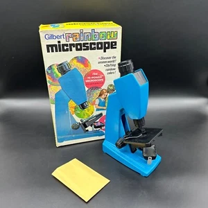 Vintage Microscope Gilbert Rainbow Blue Plastic Original Box Display ONLY READ - Picture 1 of 10