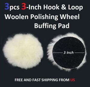 3pcs 3-Inch Hook & Loop Woolen Polishing Wheel Buffing Pad