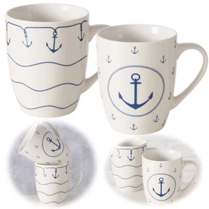 2´er Set Jumbo Kaffeebecher 350ml Sylt Anker Martitim Henkelbecher Kaffeetasse - Bild 1 von 9
