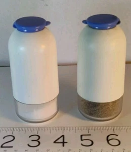 Vintage Tupperware Salt & Pepper Shakers Blue Lids - Used - Picture 1 of 7