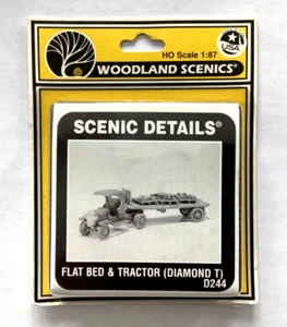 WOODLAND SCENICS 1/87 HO SCALE SCENIC DETAILS FLATBED & TRACTOR METAL KIT D 244 - Picture 1 of 15