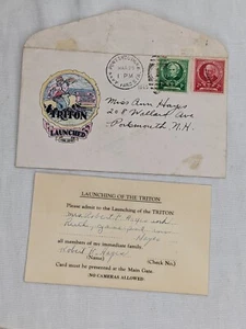 US Navy First Day Postal Cachet Cover & Launch Invitation: Triton Submarine 1940 - Picture 1 of 7