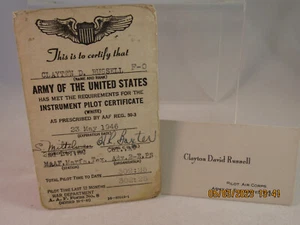 Army of the United States Air Corps Instrument Pilot Certificate 1946 - Picture 1 of 4