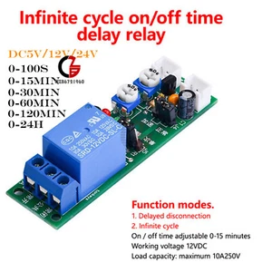 5V 12V 24V DC Infinite Cycle Delay Timer Relay Turn On-off Switch Loop Module - Picture 1 of 45