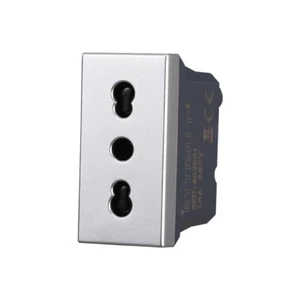 Toma de bipaso bivalente 16A gris compatible también con BTicino Axolute - Imagen 1 de 1