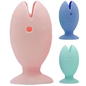 Fish-shape Toothbrush Holder Silicone Soft Dustproof Tooth Brush Stand Organiser - Picture 1 of 15
