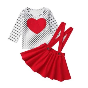 Toddler Baby Girl Valentine's Day Clothes Outfit Long Sleeve Dot Heart Long S... - Picture 1 of 7