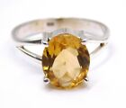 3.30 Gm 925 Solid Sterling Silver Natural Citrine Cut Gemstone Ring 8.2 US M2786