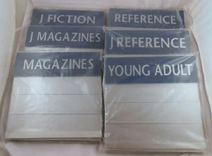 Library Endcap Section Signs Signage Silver/Blue Reference Magazines Lot of 10 - Picture 1 of 1