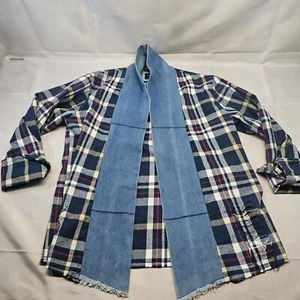 Forever 21 blau & weiß karierte Denim Flanell Jacke Herren Medium - Bild 1 von 9