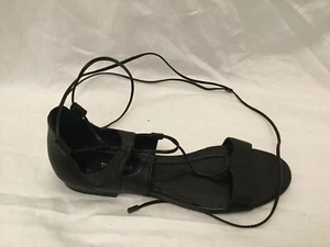 White House Black Market ZANDER Size 7 M Black Leather Gladiator Sandals - Picture 1 of 7