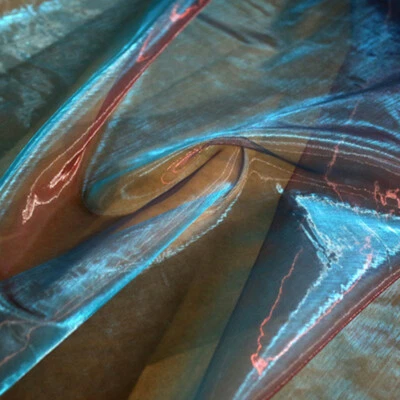 1M Iridescent Laser Shiny Gauze Tissue Fabric Tulle Dress Cloth Sewing Craft DIY - Image 1 of 4