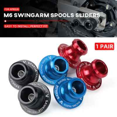 M6 Swingarm Spools Sliders For Aprilia Tuareg 660 Tuono 1000R Caponord 1200 RS50 - Image 1 of 4
