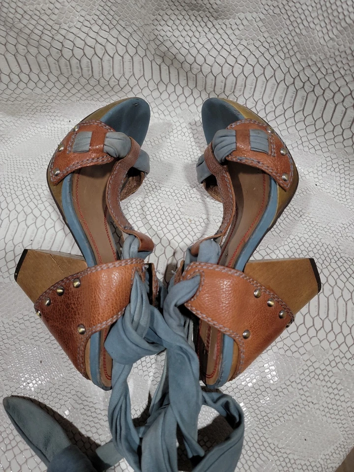 SANDALIAS SUPERIORES VINTAGE MISS SIXTY 36,5 M PLATAFORMA MUJER CUERO AZUL MARRÓN  Foto 1 de 4