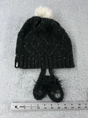 The North Face Beanie Toque Womens OS Black White Speckled Acrylic Polyester Pom - Image 1 of 4